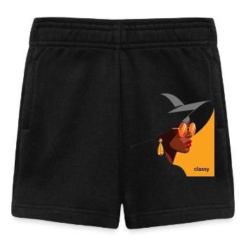 Elegante Frau mit Hut und Sonnenbrille - Baby Shorts - Schwarz - Vorne