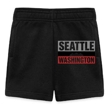 Seattle Washington Ferry Vintage Travel Souvenir - Baby Shorts - black - Front