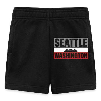 Seattle Washington Ferry Retro Typography Souvenir - Baby Shorts - black - Front