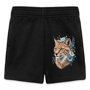 Wildkatze im Floralkranz Blau - Baby Shorts - Schwarz - Vorne