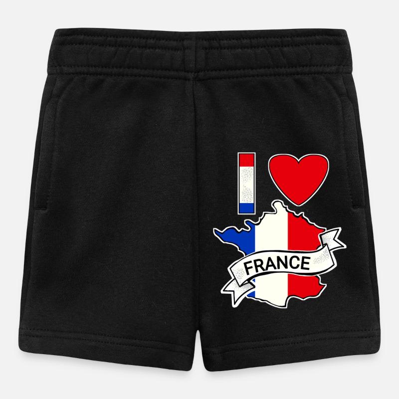France - Drapeau - Carte - Short Bébé - noir