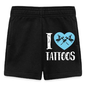 J’adore le design de l’artiste à l’encre de cœur bleu des tatouages - Short Bébé - noir - Devant