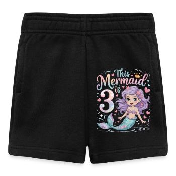 Mermaid 3rd Birthday 3 Years - Baby Shorts - black - Front