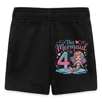 Meerjungfrau 4. Geburtstag 4 Jahre - Baby Shorts - Schwarz - Vorne