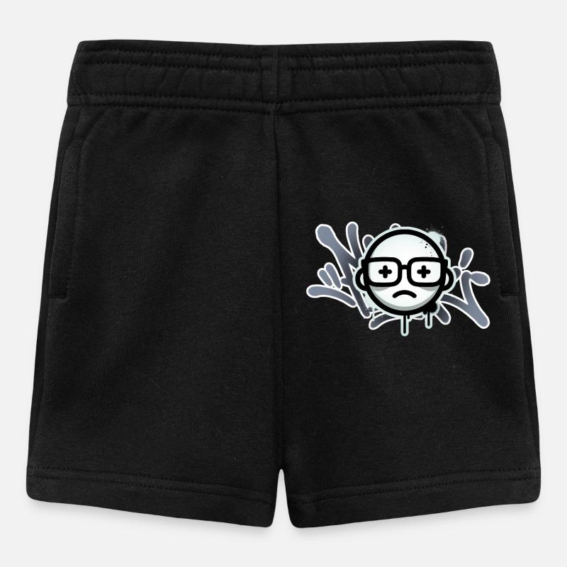 Visage triste de graffiti avec des lunettes - Short Bébé - noir