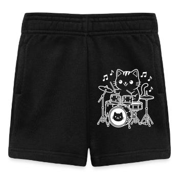 Kawaii Cat Drummer - Baby Shorts - black - Front