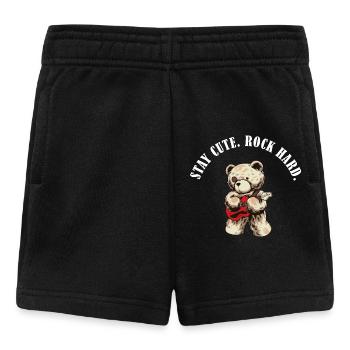Stay Cute Rock Hard – Teddybär Rock Spruch - Baby Shorts - Schwarz - Vorne