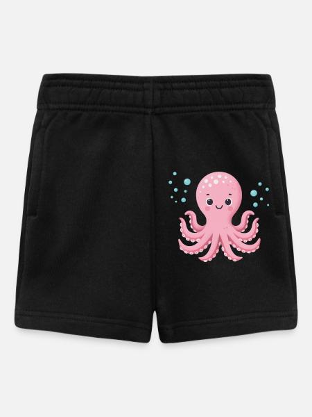 Pink Octopus with Bubbles - Baby Shorts - black