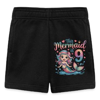 Mermaid 9th Birthday 9 Years - Baby Shorts - black - Front