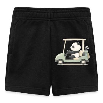 Panda in golf cart illustration - Baby Shorts - black - Front