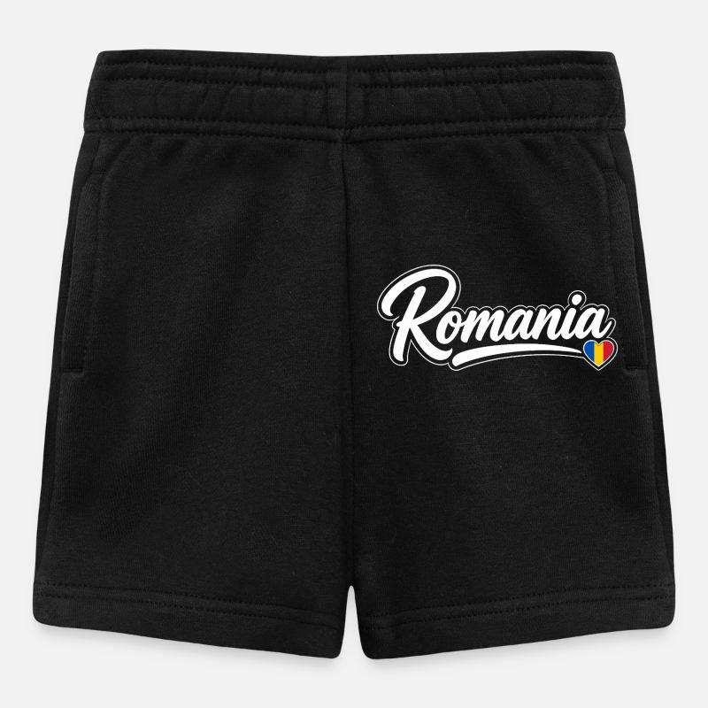 Scénario roumain avec cœur de drapeau Éventail patriotique - Short Bébé - noir