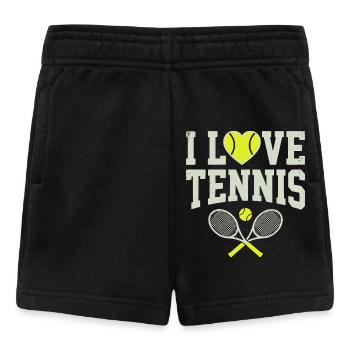 T-shirt de tennis, t-shirt I Love Tennis, sweat à capuche, bonnet - Short Bébé - noir - Devant