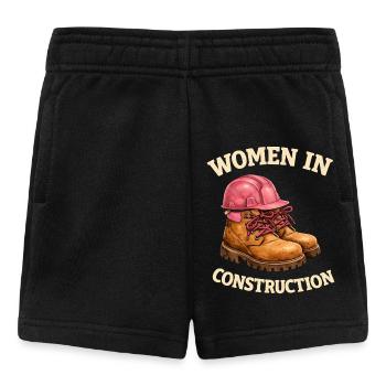 Women in Construction Work Boots and Construction Helmet - Baby Shorts - black - Front