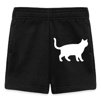 Weiße Katze Katzen Silhouetten Geschenk - Baby Shorts - Schwarz - Vorne