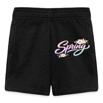 Spring lettering with flowers - Baby Shorts - black - Front