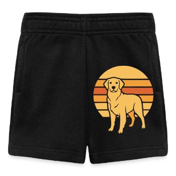 Icône rétro du Coucher de soleil du chien - Short Bébé - noir - Devant