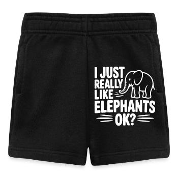 Ich mag Elefanten einfach wirklich, okay? - Baby Shorts - Schwarz - Vorne