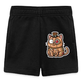 Chat Automate Steampunk Cuivre et Engrenages - Short Bébé - noir - Devant