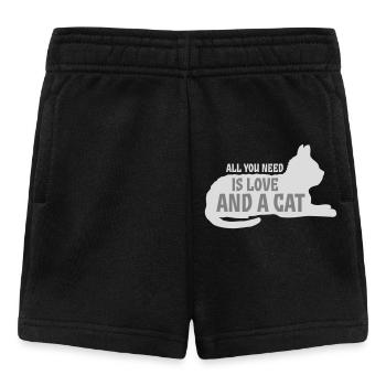All You Need Is Love And A Cat Lustig Katze Spruch - Baby Shorts - Schwarz - Vorne