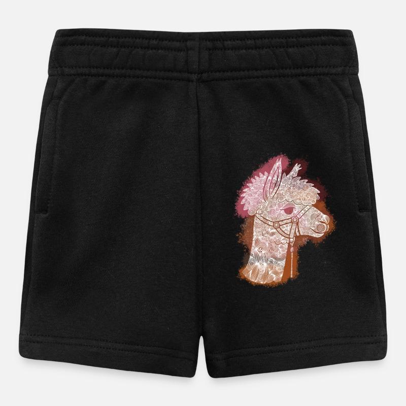 Zentangle-Alpaka - Baby Shorts - Schwarz