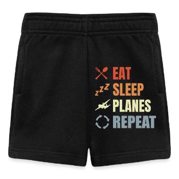 Eat Sleep Planes Repeat - Baby Shorts - black - Front