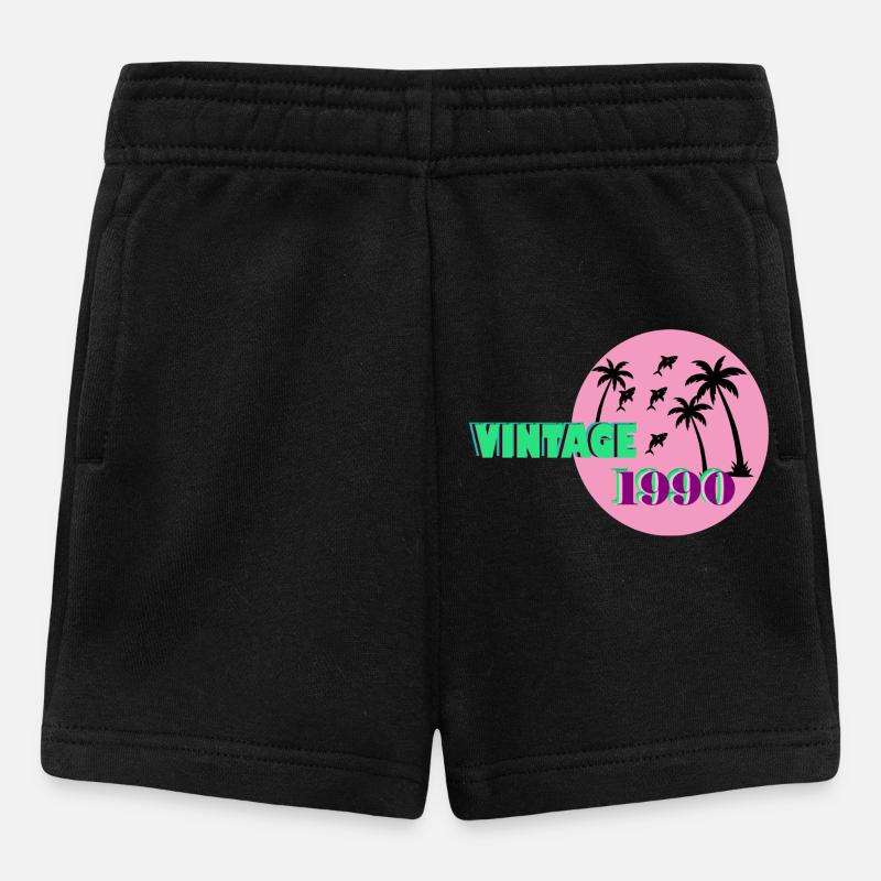 Vintage 1990 Palm Sunset - Baby Shorts - Schwarz