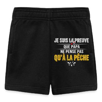 Preuve Papa: Ne Pense Pas Qu'à La Pêche - Short Bébé - noir - Devant