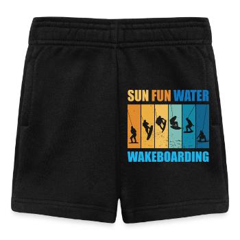 Soleil, Plaisir, Eau, Wakeboard - Short Bébé - noir - Devant