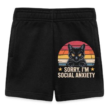 Retro Cat Black Cat Social Anxiety - Baby Shorts - black - Front