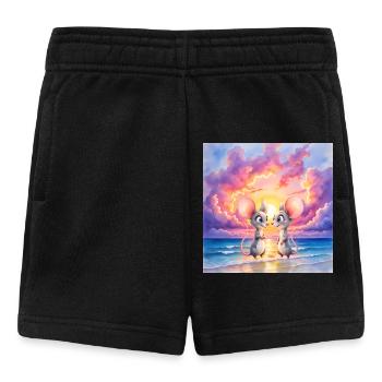 Little mice at sunset on the beach - Baby Shorts - black - Front