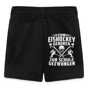 Zum Eishockey geboren Zur Schule gezwungen  - Baby Shorts - Schwarz - Vorne