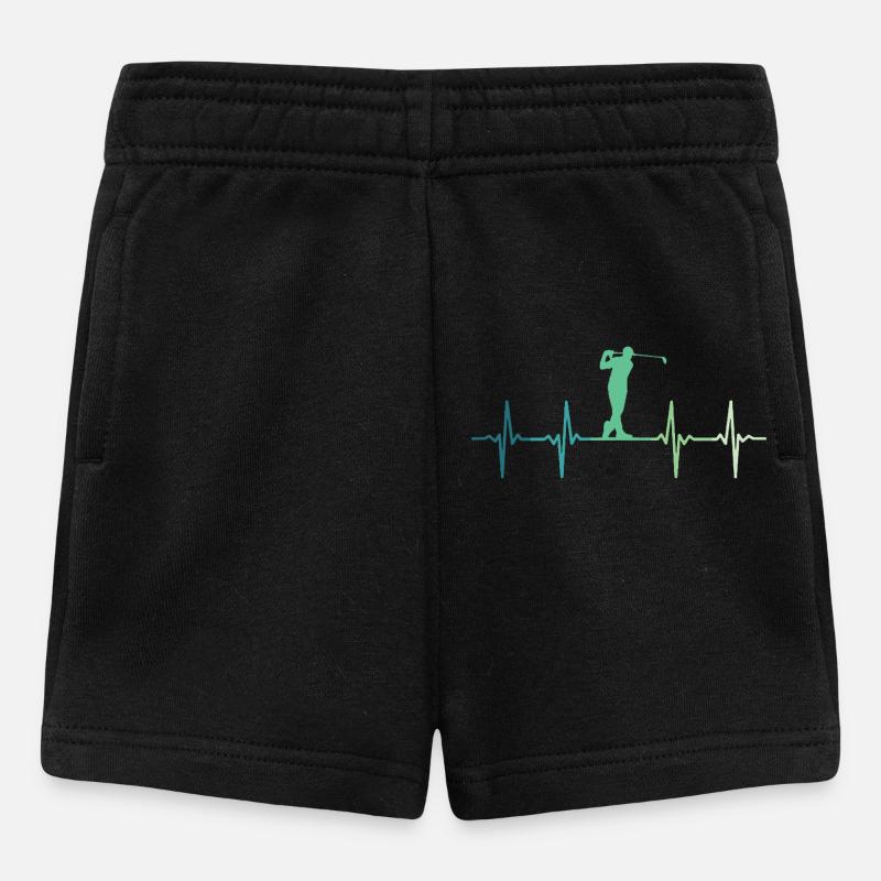 golf battement de coeur de golfeur cadeau golf - Short Bébé - noir