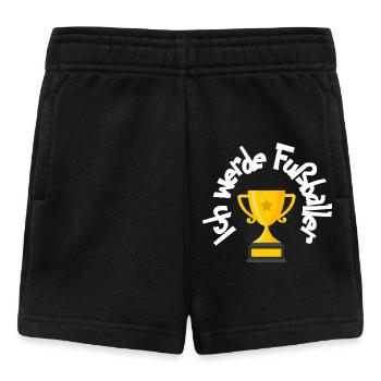 Ich werde Fußballer - Goldener Pokal Rundschrift - Baby Shorts - Schwarz - Vorne