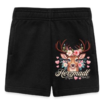 Herzmadl Shirt Damen Trachtenshirt Tracht Oberteil - Baby Shorts - Schwarz - Vorne
