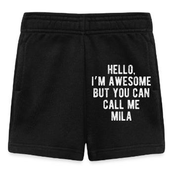 Bonjour, je suis géniale, appelez-moi Mila citation drôle - Short Bébé - noir - Devant