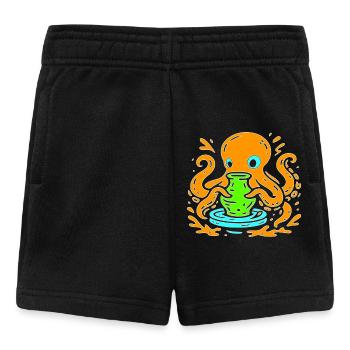 Orange Octopus Pop Art with Vase - Baby Shorts - black - Front