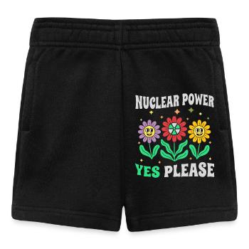 Nuclear power Yes Please with flowers retro - Baby Shorts - black - Front