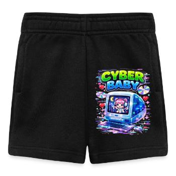 Cyber Baby Pixelart mit Y2K-Ästhetik. - Baby Shorts - Schwarz - Vorne