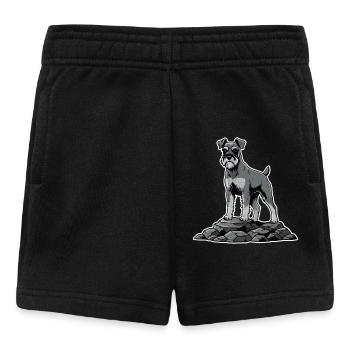Schnauzer Dog on Rock Proud Bearded Portrait - Baby Shorts - black - Front