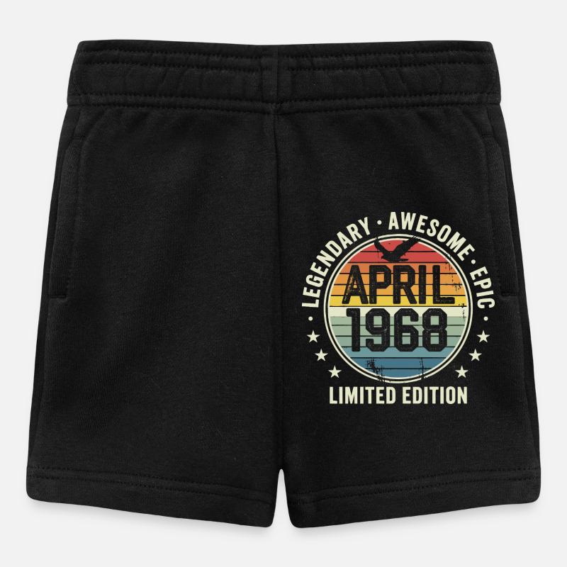 Édition Limitée Avril 1968 - Design Vintage 1968 - Short Bébé - noir