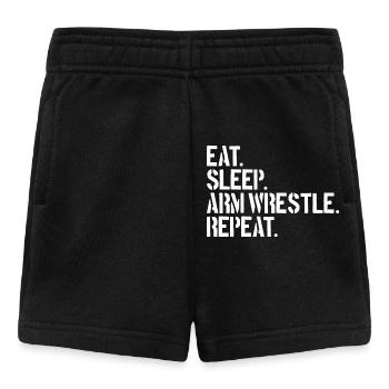 Manger, dormir, faire du bras de fer, répéter, bras de fer - Short Bébé - noir - Devant