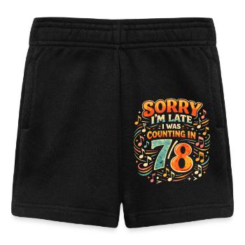 Too late because of 7/8 | Music Teacher Humor - Baby Shorts - black - Front