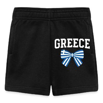 GREECE lettering and blue and white bow - Baby Shorts - black - Front