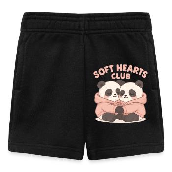Mignons pandas en sweat à capuche – Art du club Soft Hearts - Short Bébé - noir - Devant