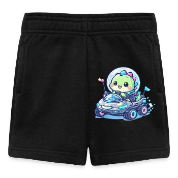 Kawaii Dino im Space Rover - Baby Shorts - Schwarz - Vorne