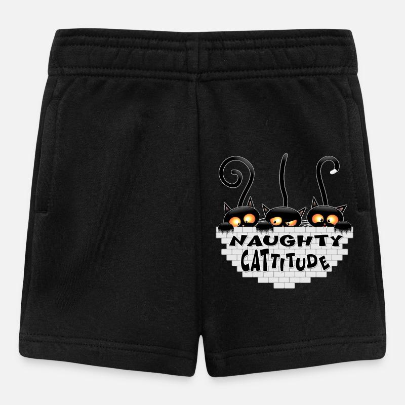 « Cattitude coquine » Trois chats noirs mignons drôles - Short Bébé - noir