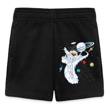 Astronauten-Skiplaneten-Shirt - Baby Shorts - Schwarz - Vorne