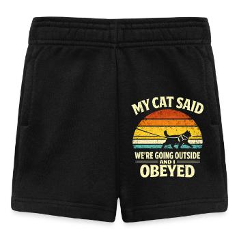 Katze will raus | Katze an Leine Humor - Baby Shorts - Schwarz - Vorne