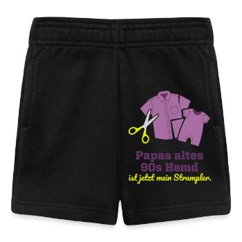 Papas 90er Hemd Upcycling Baby Strampler - Baby Shorts - Schwarz - Vorne