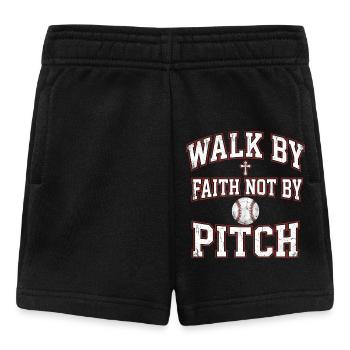 Marchez par la foi, pas par le lancer Baseball chrétien - Short Bébé - noir - Devant
